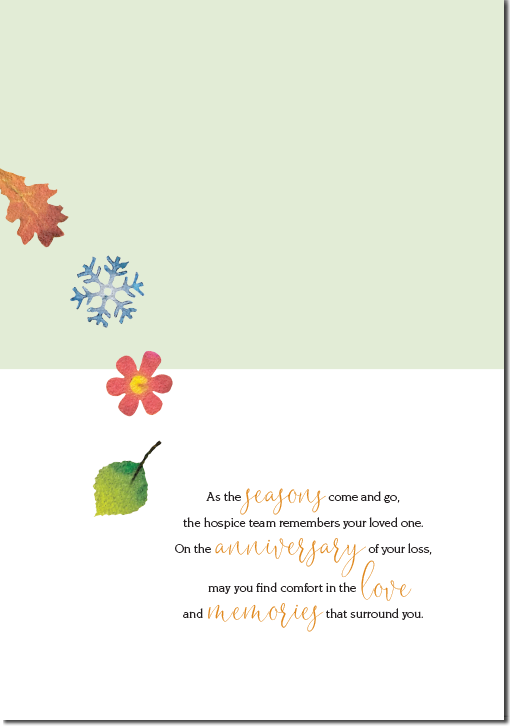 Hospice anniversary of death card four seasons tree