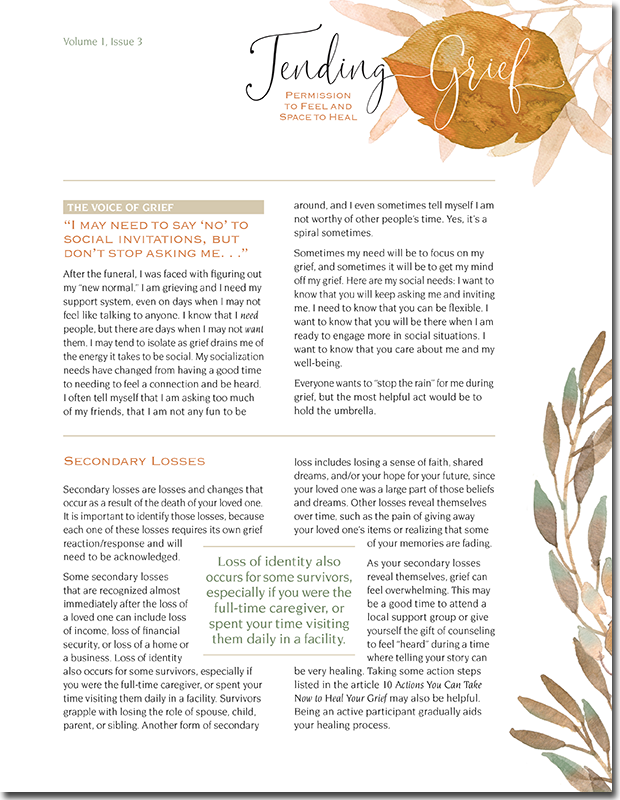 tending grief newsletter
